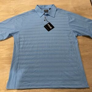 New Ping Polo Shirt Men's M BLUE Dry Fiber‎ Dynamics Golf Logo Sleeve